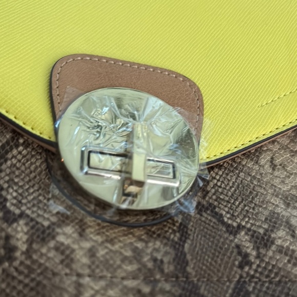 Aldo Yellow and Tan Satchel with Snake Print NWT - Picture 10 of 14